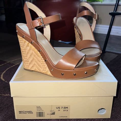 michael kors ellen leather wedge luggage|Michael Kors: Designer handbags, clothing, watches, shoes, and .